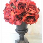 Red Silk Rose Arrangment in Black Urn {Quantity 3}